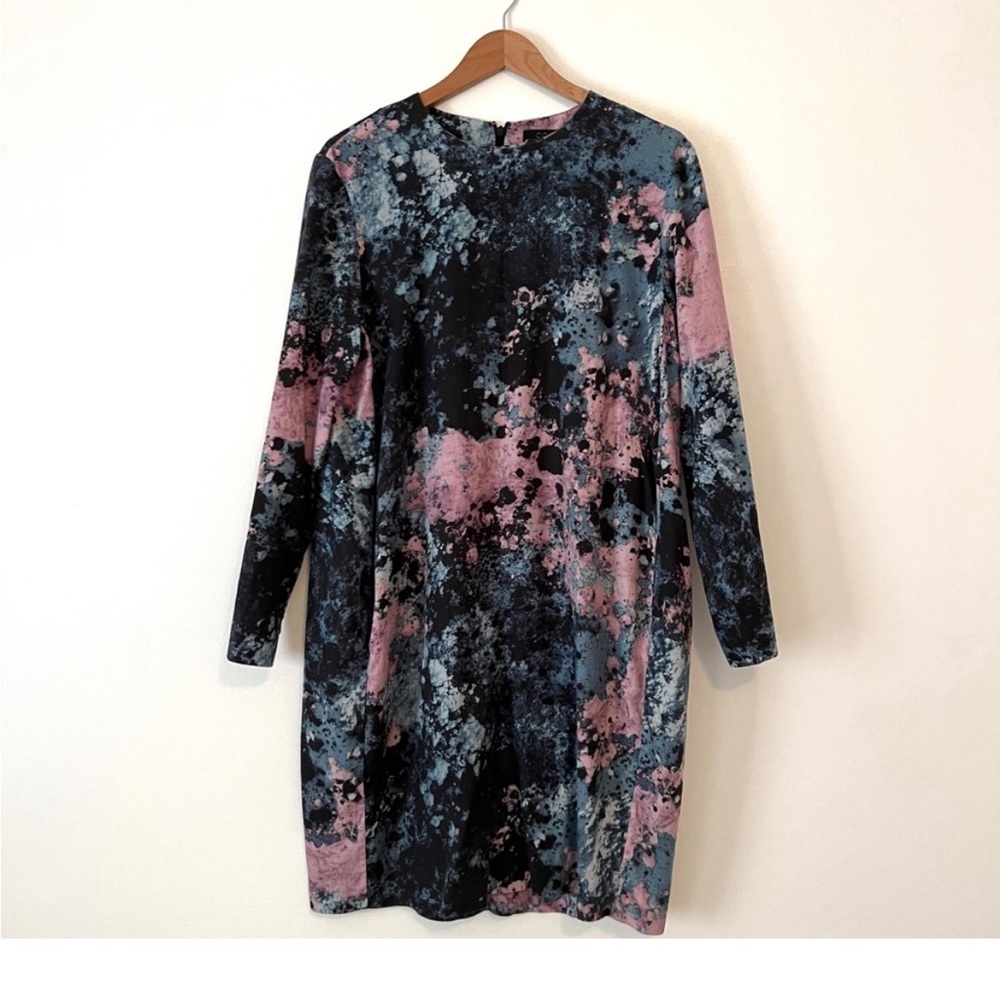 COS Pink and Blue Abstract Print Long Sleeve Shift Dress - Picture 4 of 4